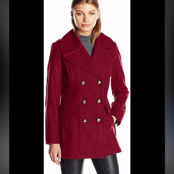 BCBGeneration Red ( burgundy) Peacoat Double-Breasted Wool - Picture 1 of 6